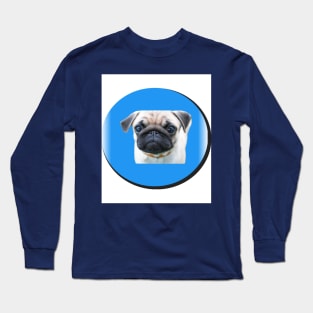 bulldog on a blue background Long Sleeve T-Shirt